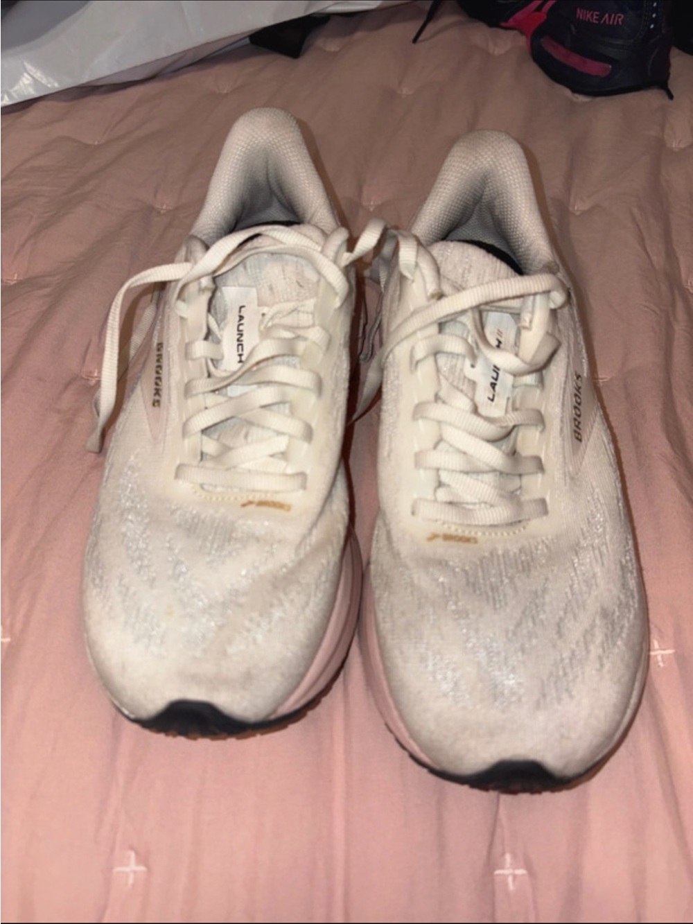 Brooks Women's Sneakers in White with Light Pink Accents